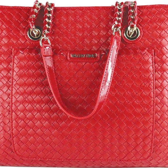 Mario Valentino Vegan Woven Red Shoulder Bag - Picture 3 of 3